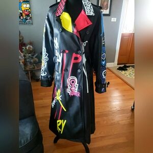 Azeala Wang Graffiti Trench Coat - Love